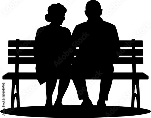 Elderly Couple Sitting Silhouette
