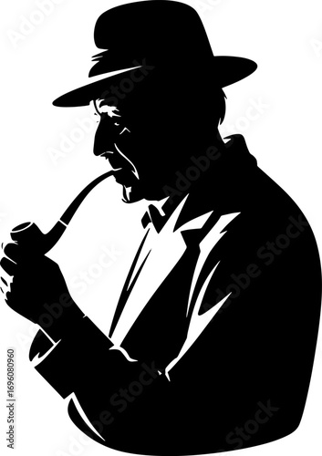 Man Smoking Pipe Silhouette