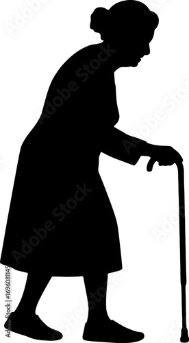 Old Woman with Cane Silhouette