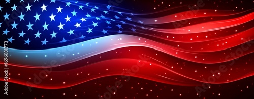 Waves of American Flag Colors Flowing Harmoniously, Celebrating National Pride and Unity