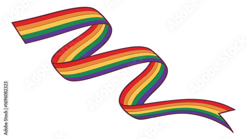 Rainbow ribbon isolated on white background. Vector illustration. Eps 10.