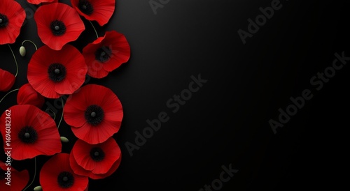Vibrant Red Poppies Arranged Elegantly Against a Dark Backdrop