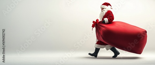 Santa Claus Delivers Gifts in a Festive Red Bag During the Holiday Season