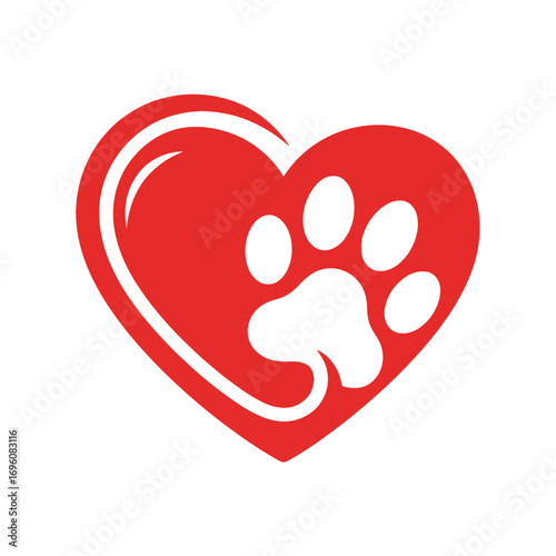 Show your love for pets with this adorable paw print heart, perfect for veterinary clinics, adoption centers, or pet-related businesses