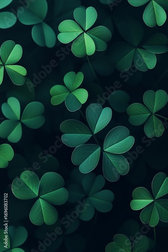Green Clovers Create a Lush Background With Vibrant Leaves and Soothing Color...