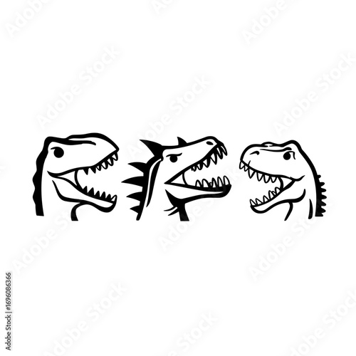 Albertosaurus. Albertosaurus simple black and white line art vector logo