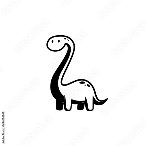 Brachiosaurus. Brachiosaurus simple black and white line art vector logo
