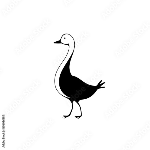 goose. goose simple black and white line art vector logo
