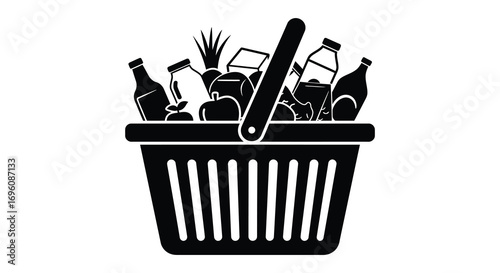 a basket filled with various discarded items like bottles and papers