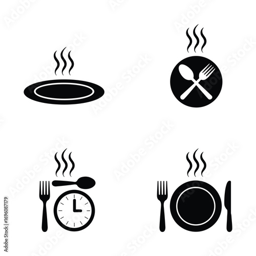 Food Time Vector Icons, Meal and Restaurant Design for Culinary and Dining Concepts