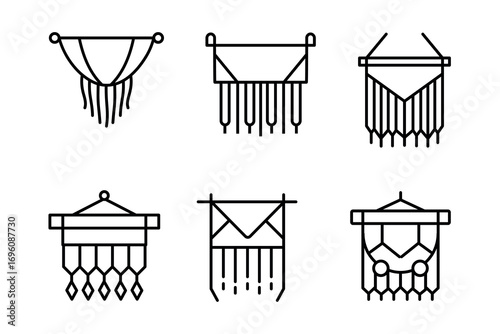 Decorative macrame wall hangings textile art vector bohemian