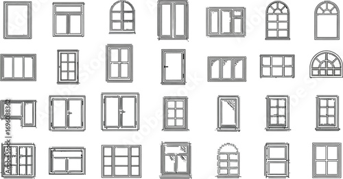 Diverse window styles collection for architectural designs and home improvement projects inspiration, modern and classic forms