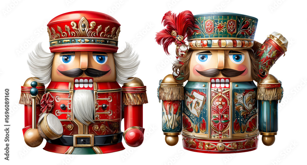 Fototapeta premium Colorful Nutcracker Figurines with Festive Decorations and Unique Designs