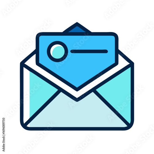Email envelope icon with notification badge in blue color scheme 