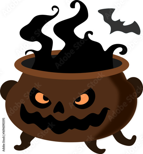Spooky Halloween vector featuring a magic cauldron with potion icon. Perfect for horror designs, haunted decorations, posters, invitations, and creepy Halloween celebration graphics.
