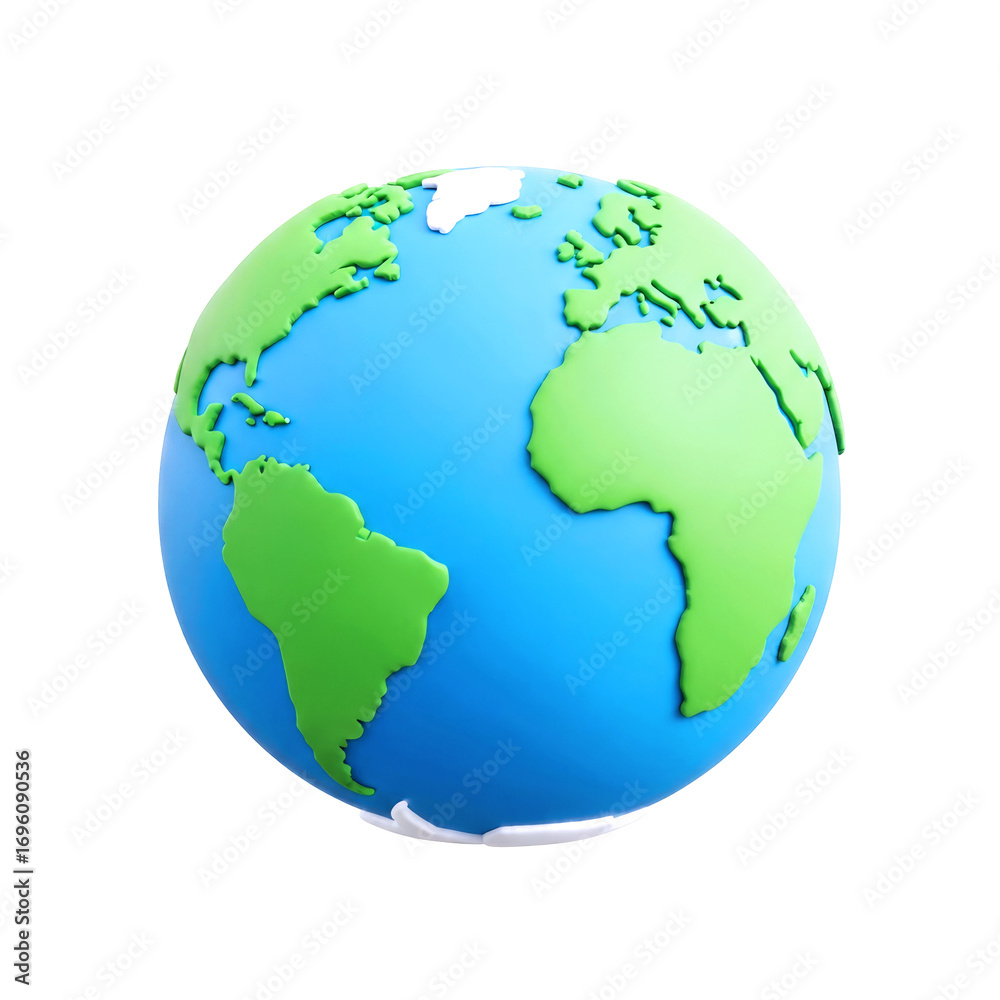 Naklejka premium charming cartoon earth 3d model playful globe for kids animation, isolated on transparent background