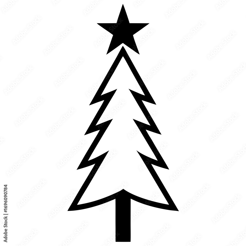 Fototapeta premium Christmas tree vector graphic holiday season design christmas tree outline with star on top simple tree art