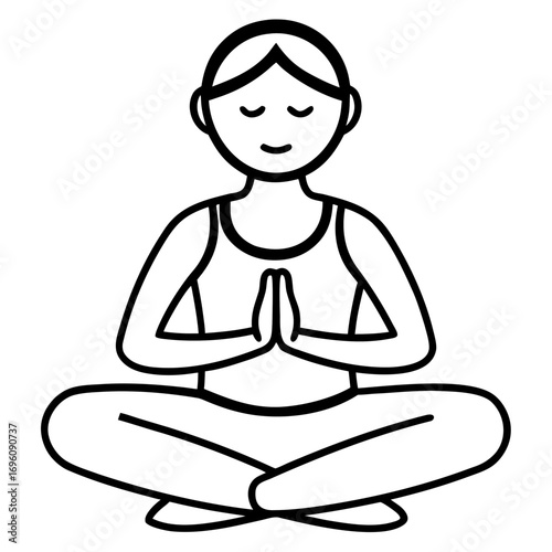 Yoga pose illustration of woman meditating in lotus position for wellness and relaxation exercise drawing art 100