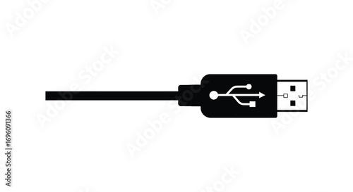 a black usb cable with connectors on both ends