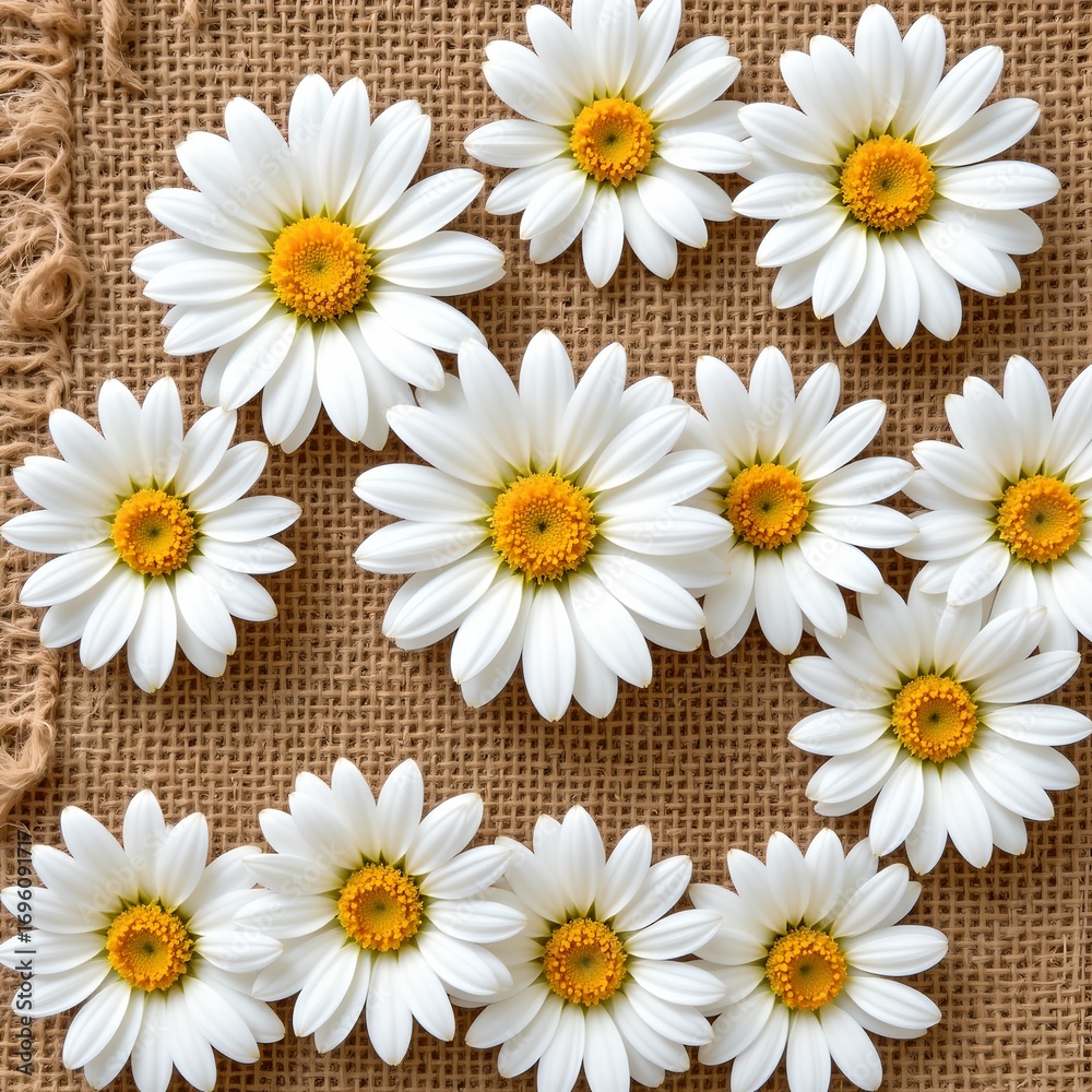 Obraz premium Vibrant Daisy Pattern Fabric Background