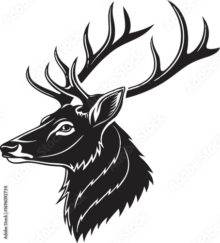 black silhouette vector of deer head outline simple minimal design