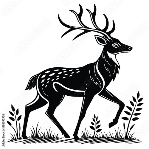 black silhouette vector of deer mascot emblem simple minimal logo