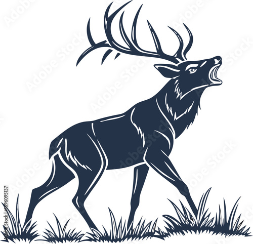 flat vector of deer buck roaring silhouette minimal clean vector