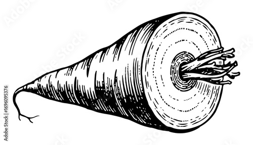 Carrot vector engraving style illustration