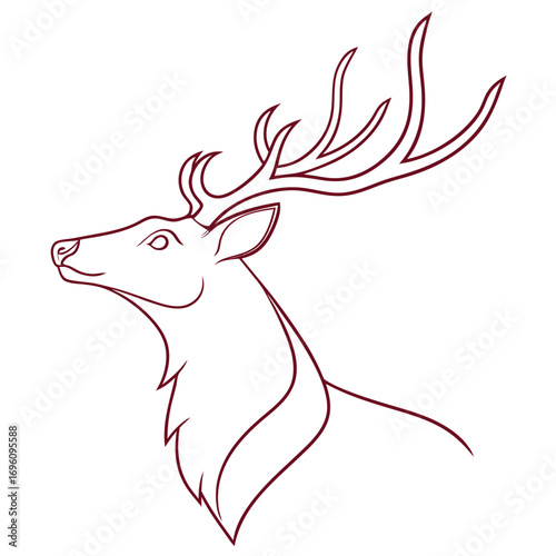 flat vector of deer head christmas ornament silhouette minimal logo