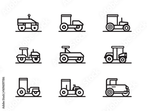 Road Roller industrial machinery line graphic