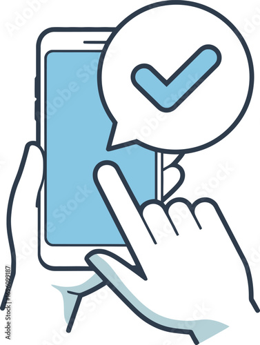 Confirmation on mobile phone with checkmark offers seamless user experience and easy approval process
