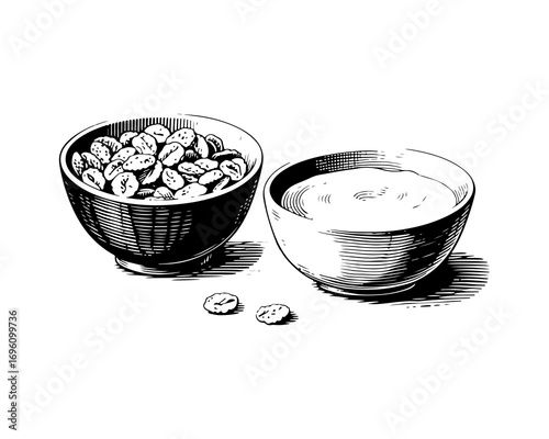 Cereal vector engraving style illustration