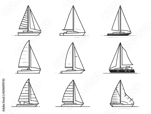 Sailboat ocean adventure illustration creative icon