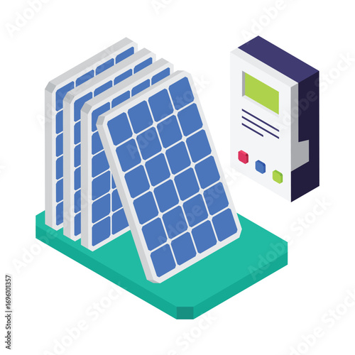 Power Plant isometric vector illustration.
