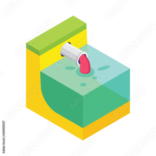 Water Pollustion isometric vector illustration.