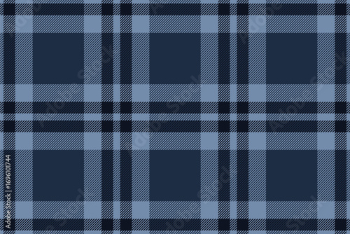 Classic blue plaid pattern. Seamless textile design with intersecting lines. Suits backgrounds, fashion  traditional aesthetics. Timeless style.