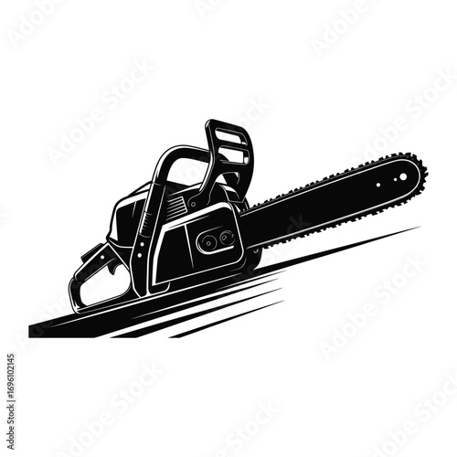 Powerful Chainsaw Vector Illustration for Forestry, Woodworking, and Construction