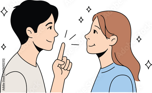 Young man sharing a brilliant idea with a woman, sparks of inspiration, a creative meeting of minds
