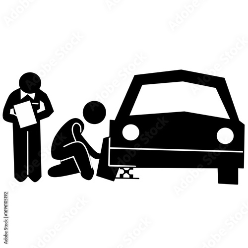 Man Getting Car License from Driving School Lesson Stick Figure Pictogram Icon