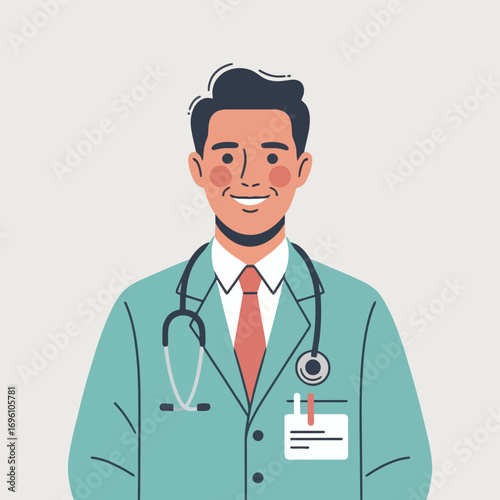 Smiling male doctor wearing a stethoscope and lab coatSmiling male doctor wearing a stethoscope and lab coat