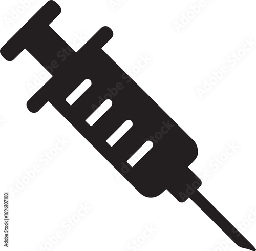 Silhouette of a syringe injection icon, simple editable vector illustration design.