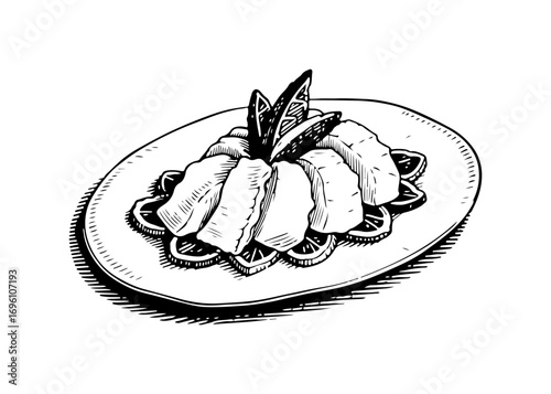Ceviche vector engraving style illustration