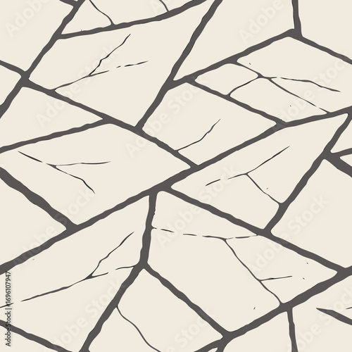 Seamless stone pattern with irregular shapes and dark grout lines background