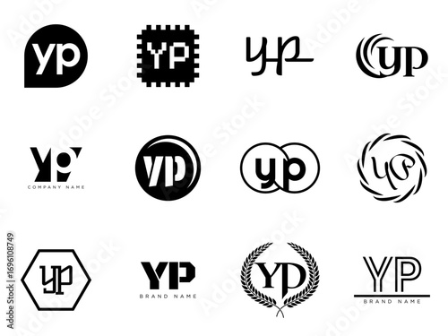 Wallpaper Mural YP logo company template. Letter y and p logotype. Set different classic serif lettering and modern bold text with design elements. Initial font typography. Torontodigital.ca