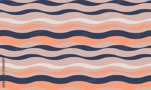Seamless wavy stripes pattern in calming pastel hues.  Perfect for textile design, website backgrounds, or any project needing a tranquil, modern aesthetic.  Evokes feelings of peace and fluidity.