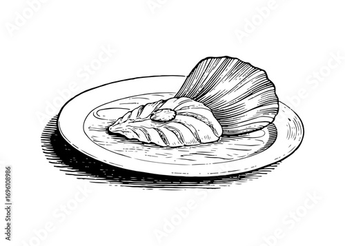 Ceviche vector engraving style illustration