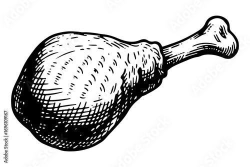 Chicken vector engraving style illustration