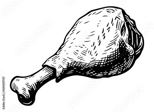 Chicken vector engraving style illustration