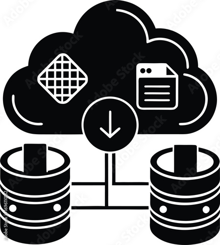Cloud Data Storage System Icon on white background