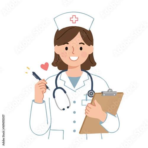 smiling nurse professional healthcare worker with clipboard